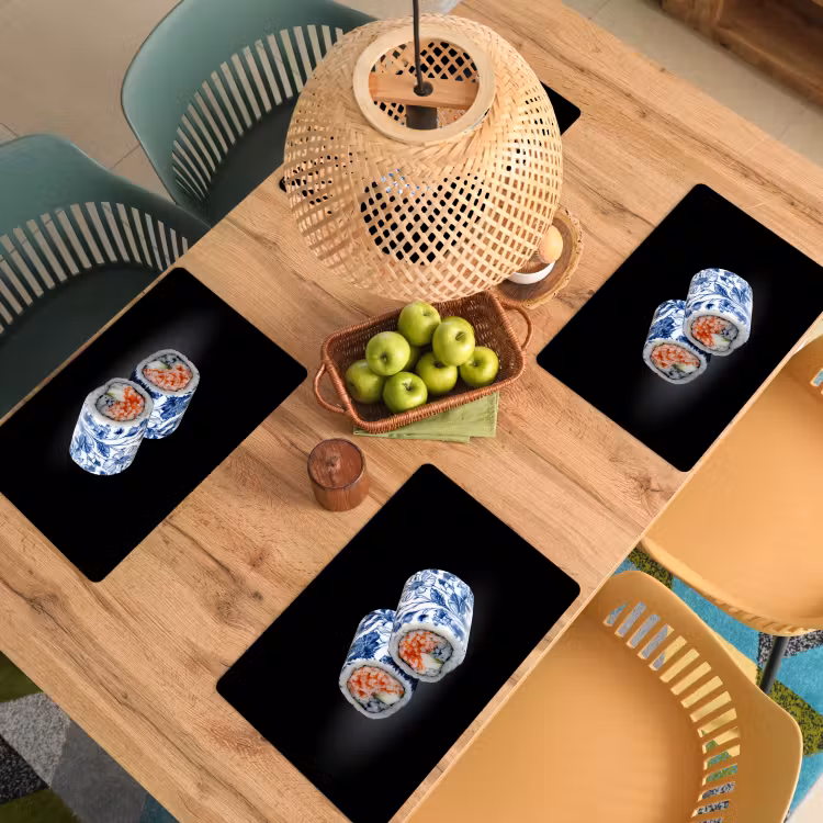 Sushi - Delfts blauw - Rijst - Vis - Elegant Placemat vinyl groot -zzsfeer5_Kitchenyeah-website