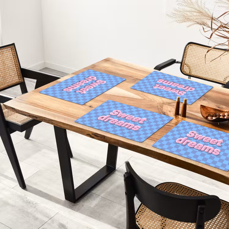 Sweet dreams - Vierkanten - Roze - Blauw Placemat vinyl groot -zzsfeer4_Kitchenyeah-website