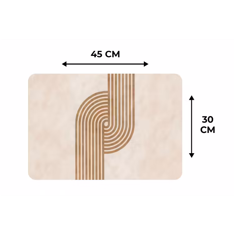 Symmetrische bocht - Koperkleurig Placemat vinyl groot -specs