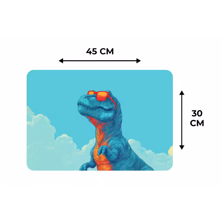 T-Rex - Blauw - Wolken - Zonnebril Placemat vinyl groot -specs