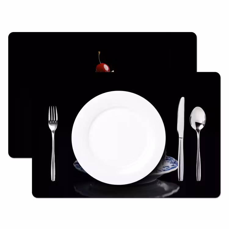 Taart - Slagroom - Kers - Bord - Delfts blauw Placemat vinyl groot -zzsfeer2_Kitchenyeah-website