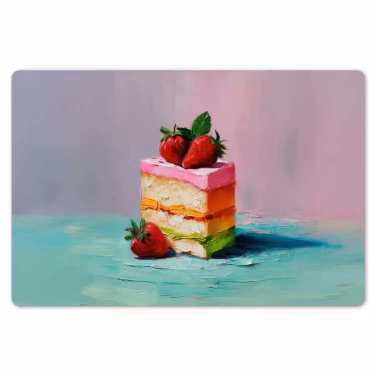 Taartje - Aardbeien - Glazuur - Kleurrijk Placemat vinyl groot -zzsfeer1_Kitchenyeah-website