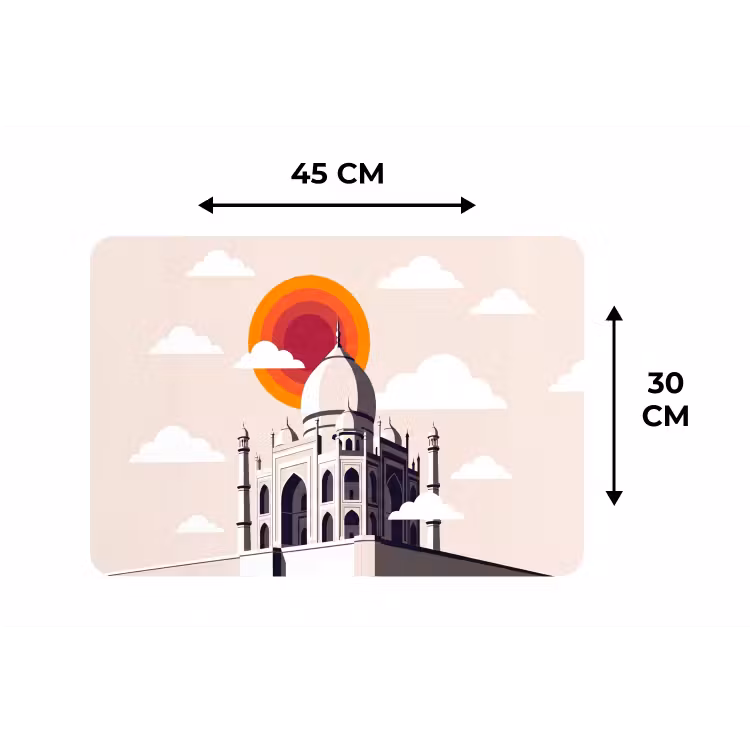 Taj Mahal - Zon - Koepel - Architectuur - India - Grafisch Placemat vinyl groot -specs