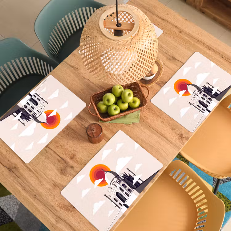 Taj Mahal - Zon - Koepel - Architectuur - India - Grafisch Placemat vinyl groot -zzsfeer5_Kitchenyeah-website