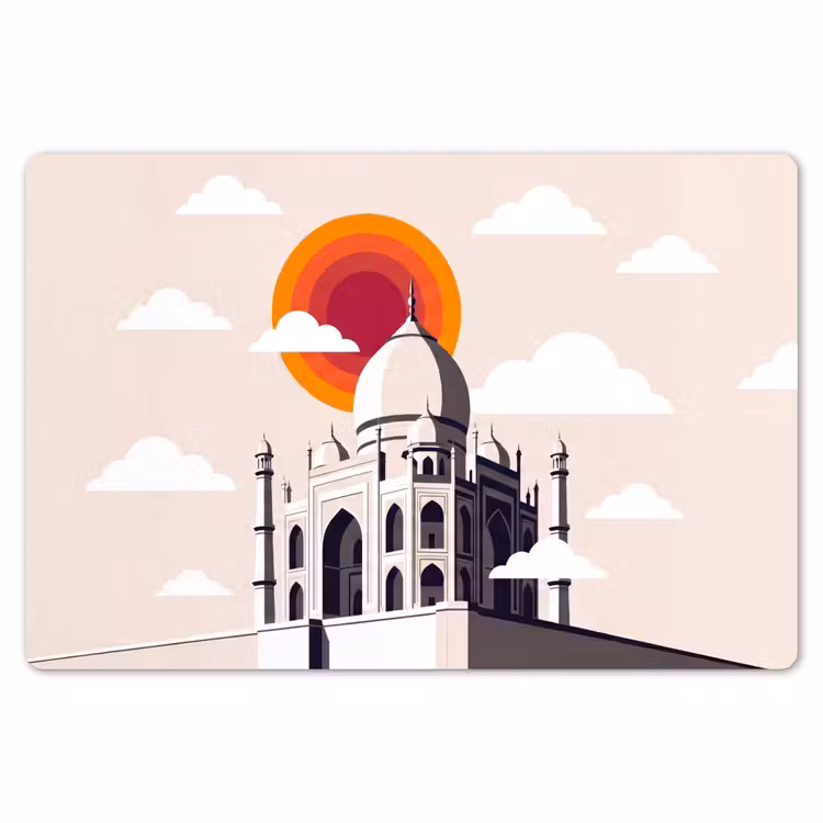 Taj Mahal - Zon - Koepel - Architectuur - India - Grafisch Placemat vinyl groot -zzsfeer1_Kitchenyeah-website