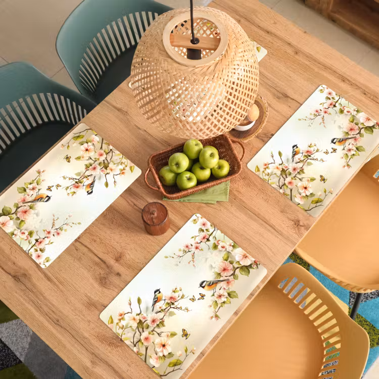 Takken - Bloemen - Vogeltjes - Roze Placemat vinyl groot -zzsfeer5_Kitchenyeah-website