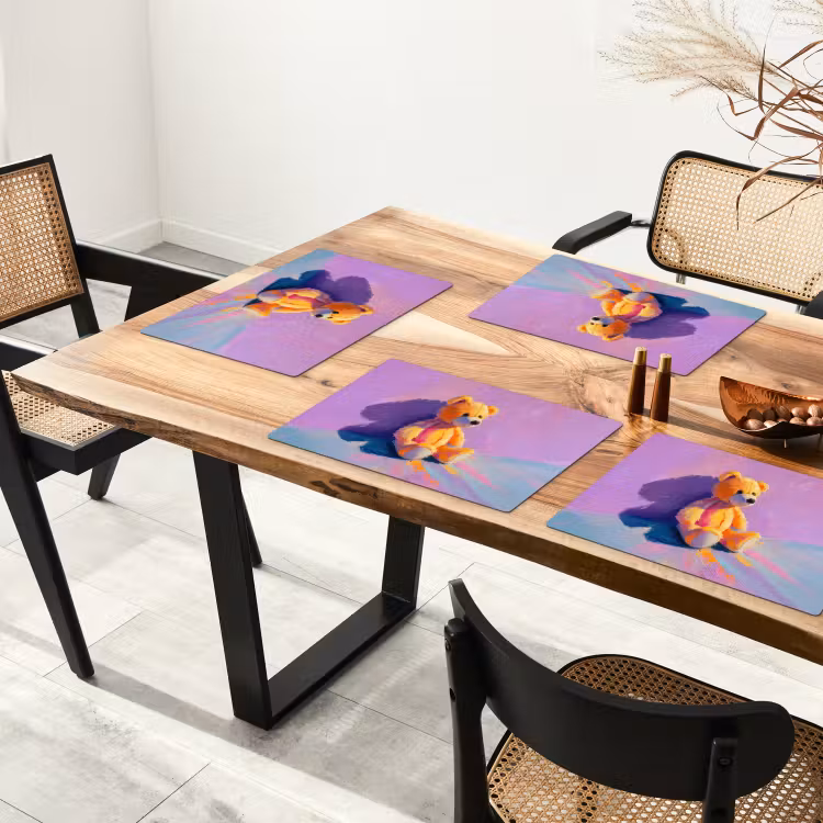 Teddybeer - Schaduw - Penseelstreken - Paars Placemat vinyl groot -zzsfeer4_Kitchenyeah-website