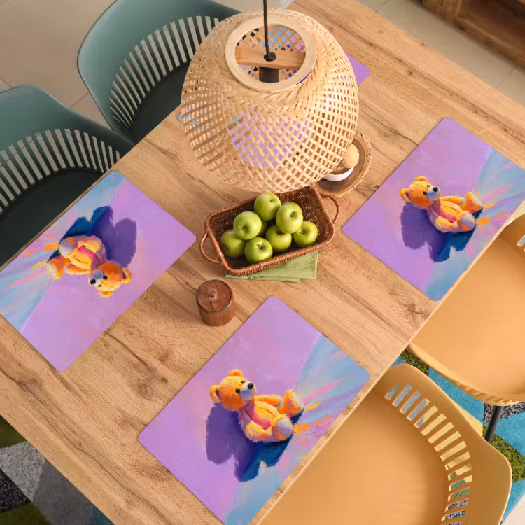 Teddybeer - Schaduw - Penseelstreken - Paars Placemat vinyl groot -zzsfeer5_Kitchenyeah-website