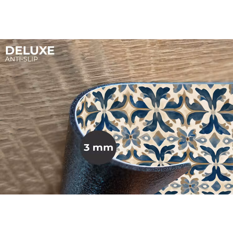Tegel - Patroon - Blauw - Beige Placemat vinyl groot 368 -closeup