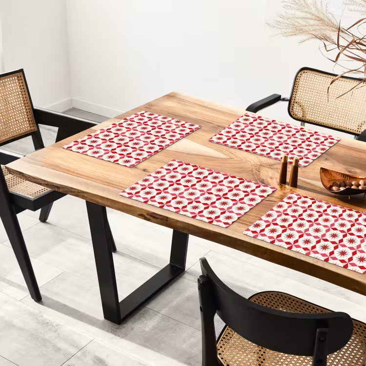 Tegelpatroon - Sterren - Retro - Roze - Mintgroen Placemat vinyl groot 368 -zzsfeer4_Kitchenyeah-website
