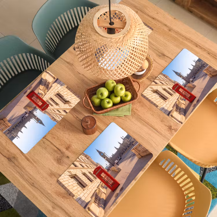 Telefooncel - Rood - Londen - Stad - Architectuur Placemat vinyl groot -zzsfeer5_Kitchenyeah-website