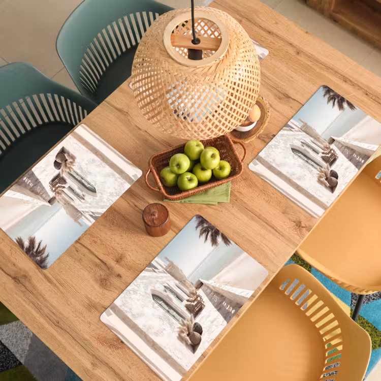 Terras - Stoelen - Strand - Beige Placemat vinyl groot -zzsfeer5_Kitchenyeah-website