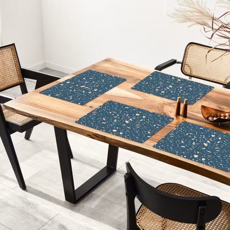 Terrazzo - Patroon - Kleurrijk - Diep blauw Placemat vinyl groot 368 -zzsfeer4_Kitchenyeah-website