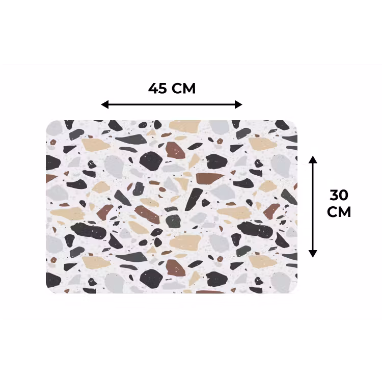 Terrazzo - Patroon - Kleurrijk - Klei Placemat vinyl groot 368 -specs