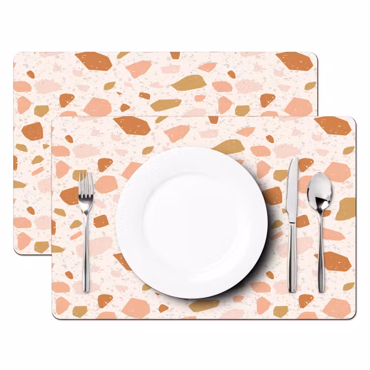 Terrazzo - Patroon - Kleurrijk - Zalm Placemat vinyl groot 368 -zzsfeer2_Kitchenyeah-website