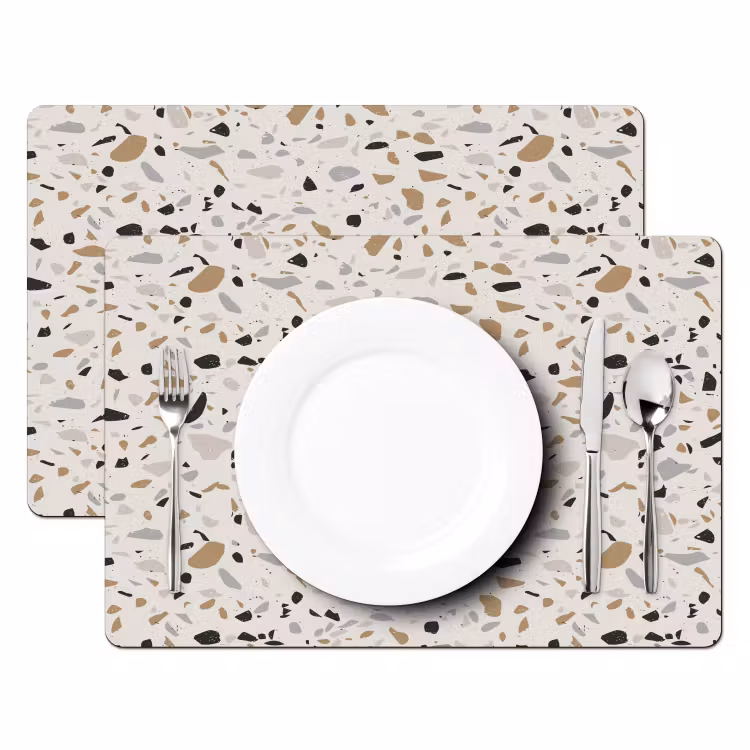 Terrazzo -  Patroon - Staal Placemat vinyl groot 368 -zzsfeer2_Kitchenyeah-website