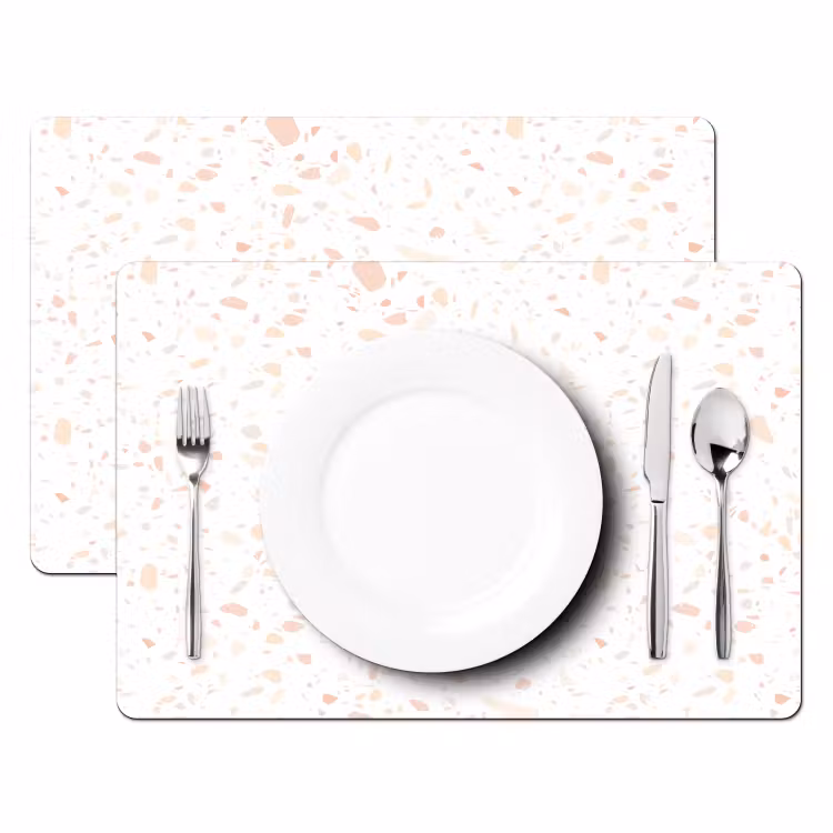 Terrazzo - Patroon - Wit - Perzik Placemat vinyl groot 368 -zzsfeer2_Kitchenyeah-website