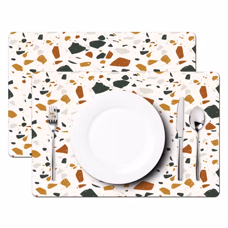Terrazzo - Patroon - Wit - Terra Placemat vinyl groot 368 -zzsfeer2_Kitchenyeah-website