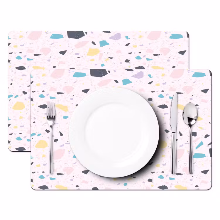 Terrazzo -  Patroon - Zacht - Snoep Placemat vinyl groot 368 -zzsfeer2_Kitchenyeah-website