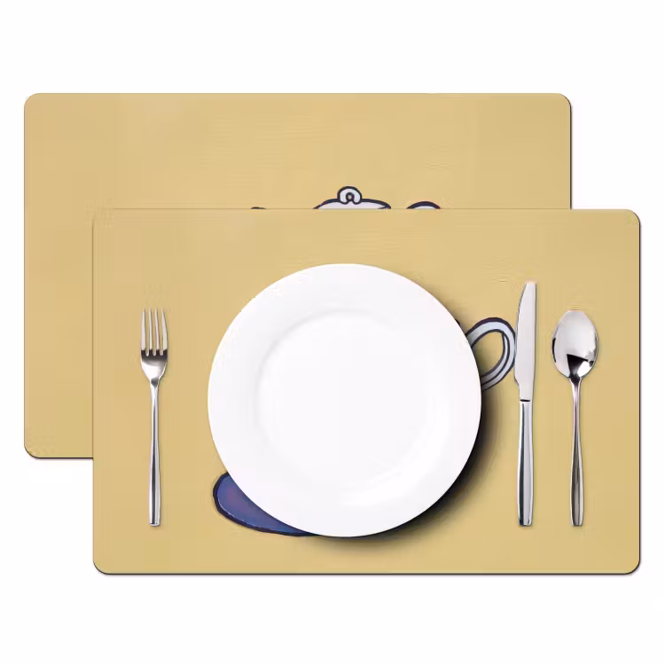 Theepot - Kopje - Beige - Illustratie Placemat vinyl groot -zzsfeer2_Kitchenyeah-website