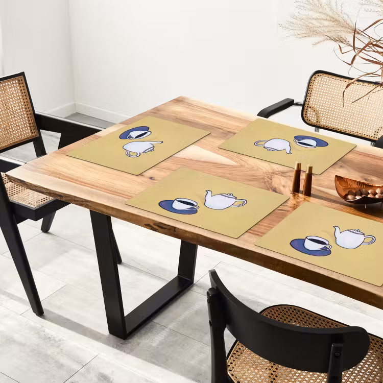 Theepot - Kopje - Beige - Illustratie Placemat vinyl groot -zzsfeer4_Kitchenyeah-website