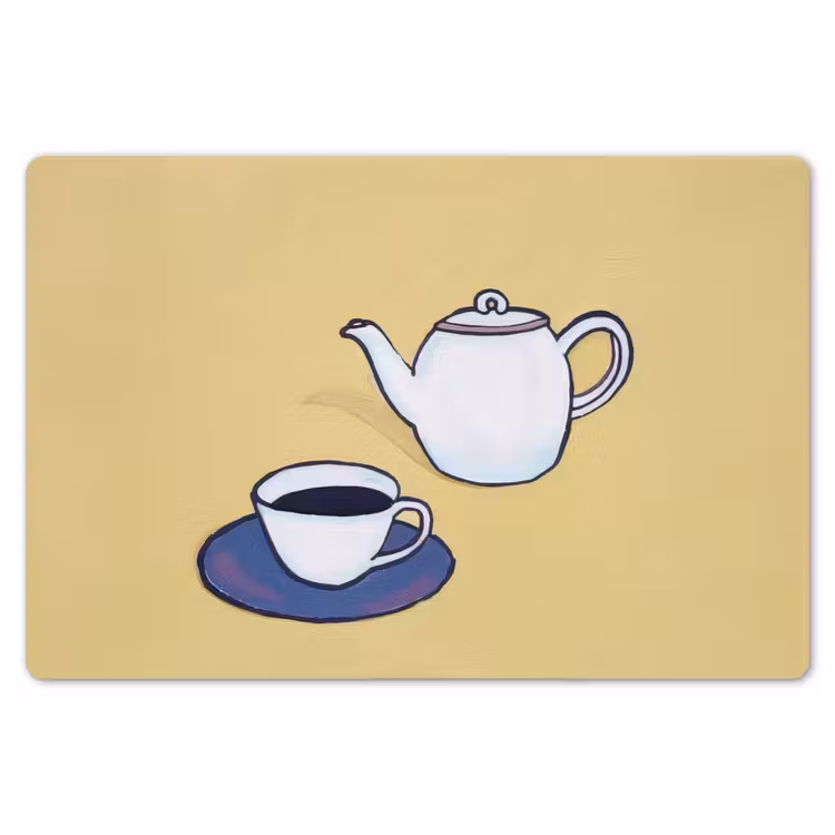 Theepot - Kopje - Beige - Illustratie Placemat vinyl groot -zzsfeer1_Kitchenyeah-website