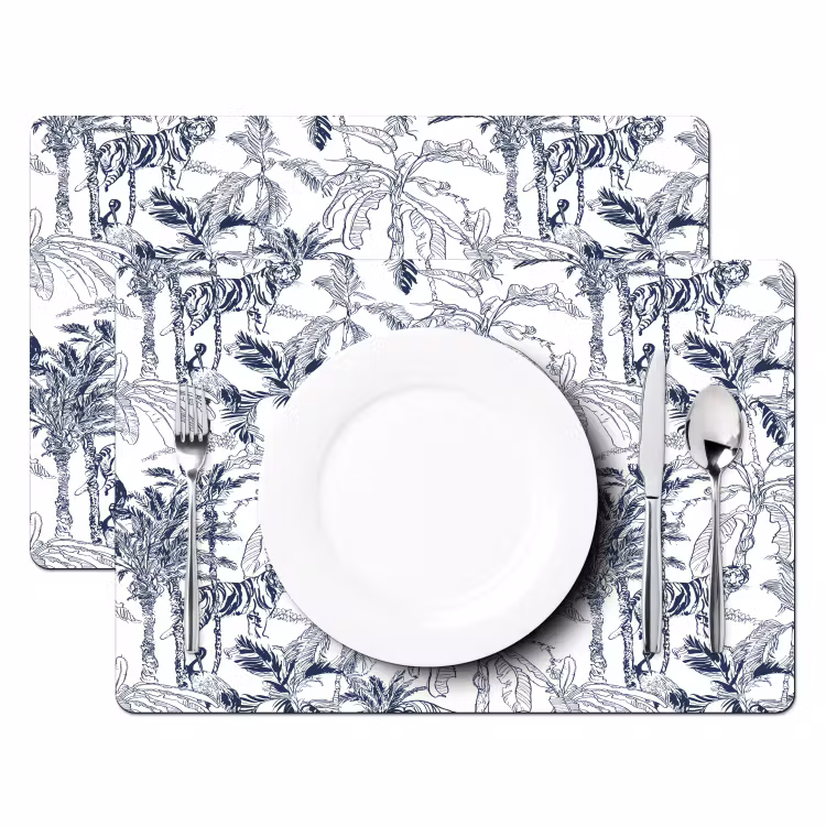 Tijger - Jungle - Blauw Placemat vinyl groot 368 -zzsfeer2_Kitchenyeah-website