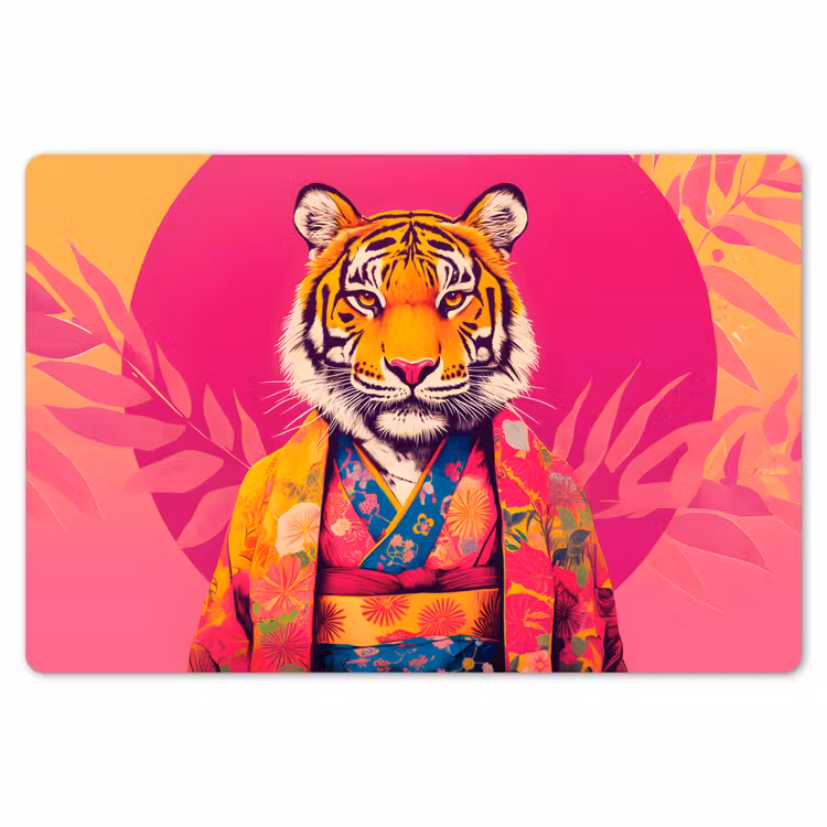 Tijger - Kimono - Planten - Roze Placemat vinyl groot -zzsfeer1_Kitchenyeah-website