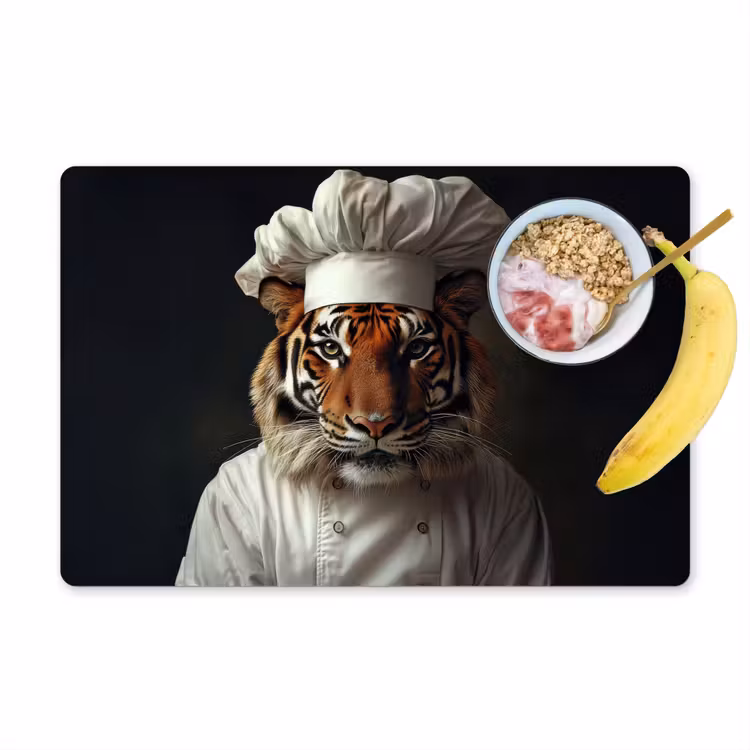 Tijger - Kokskleding - Bruin Placemat vinyl groot -zzzproduct_Kitchenyeah-website