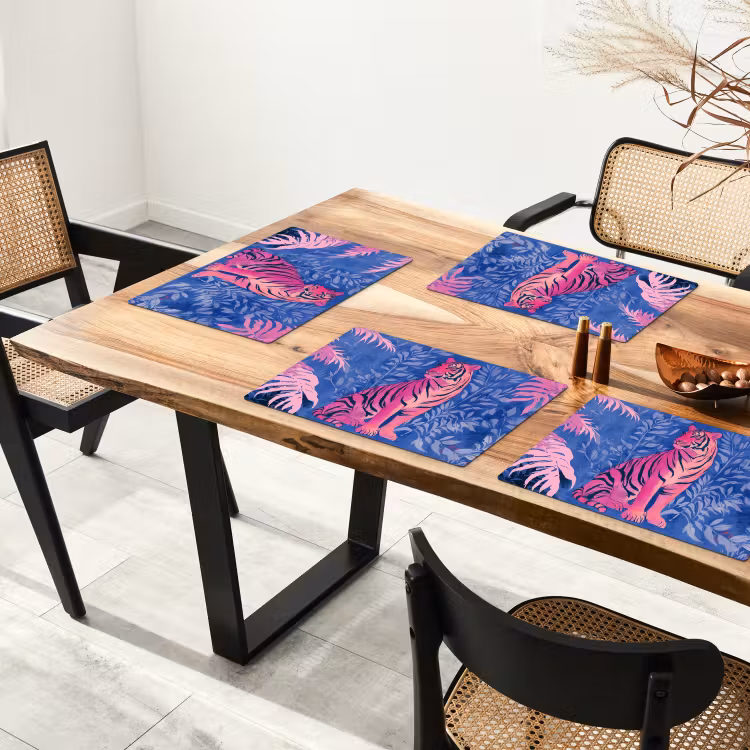 Tijger - Roze - Bladeren - Jungle Placemat vinyl groot -zzsfeer4_Kitchenyeah-website