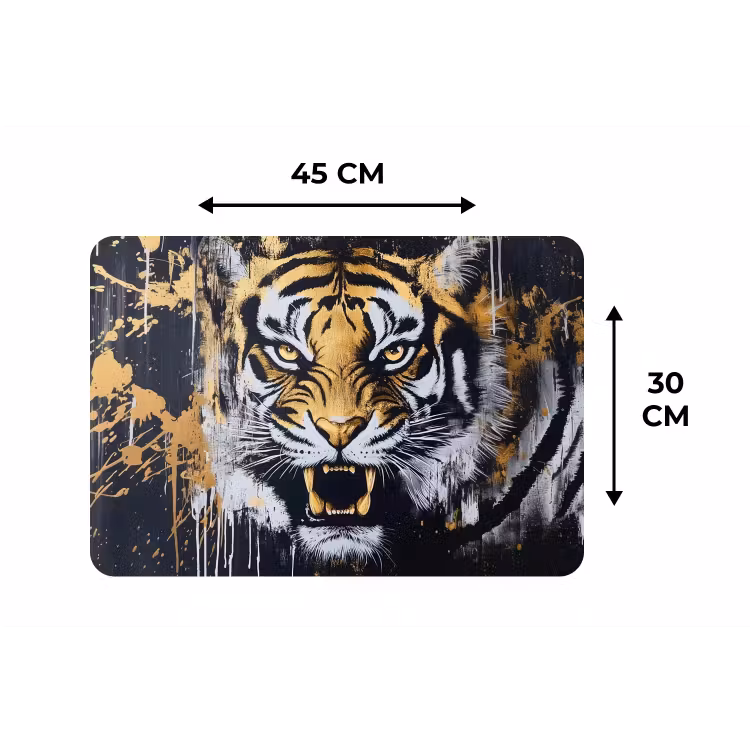 Tijger - Verfspatten - Goud Placemat vinyl groot -specs