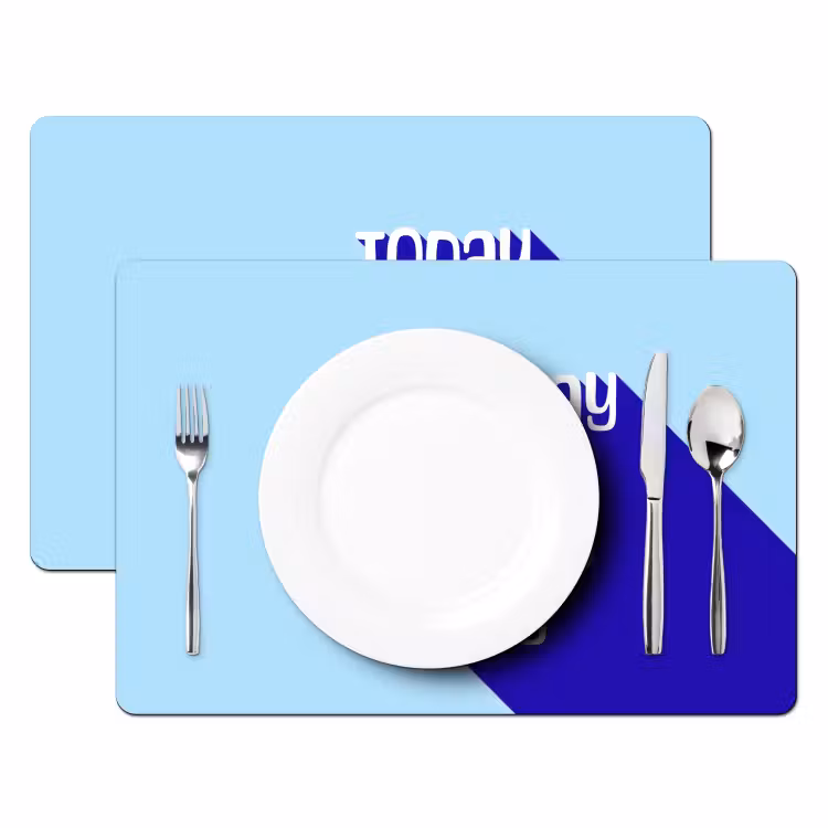 Today is a good day - Blauw - Schaduw Placemat vinyl groot -zzsfeer2_Kitchenyeah-website