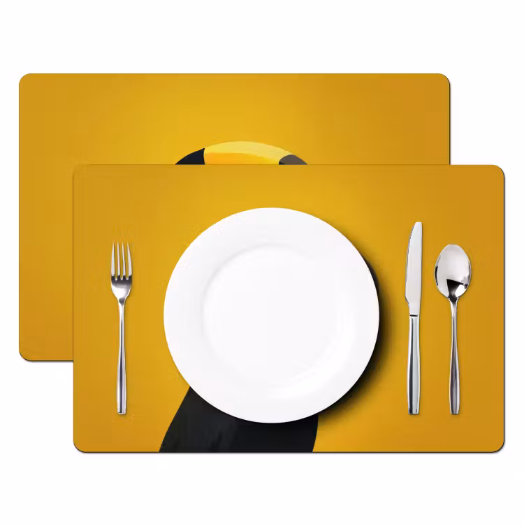 Toekan - Minimalistisch - Snavel - Oranje Placemat vinyl groot -zzsfeer2_Kitchenyeah-website