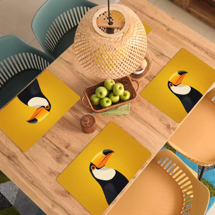 Toekan - Minimalistisch - Snavel - Oranje Placemat vinyl groot -zzsfeer5_Kitchenyeah-website