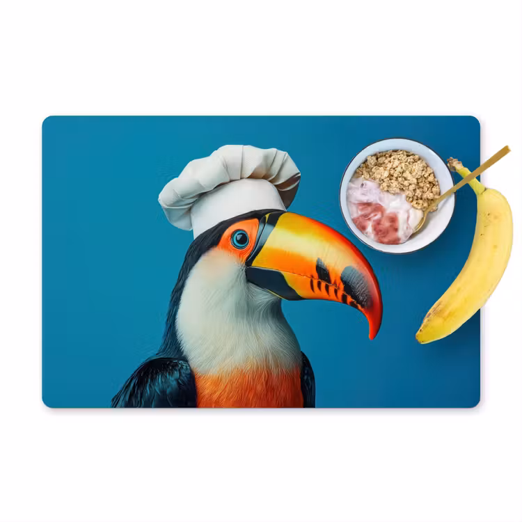 Toekan - Papegaai - Vogel - Koksmuts Placemat vinyl groot -zzzproduct_Kitchenyeah-website