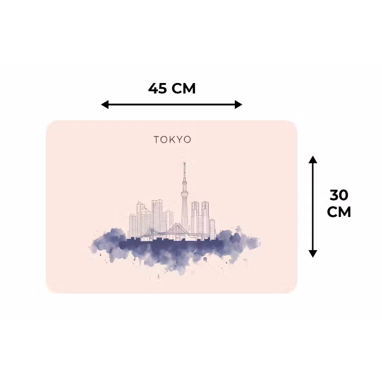 Tokyo - Skyline - Stad - Abstract - Blauw Placemat vinyl groot -specs