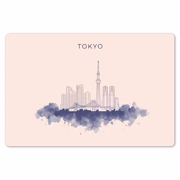 Tokyo - Skyline - Stad - Abstract - Blauw Placemat vinyl groot -zzsfeer1_Kitchenyeah-website
