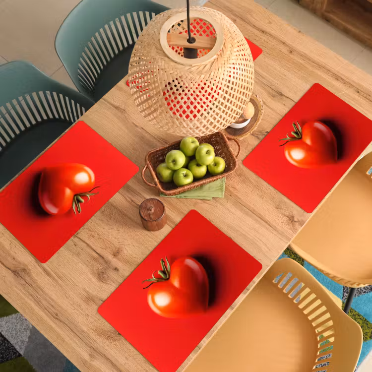Tomaat - Rood - Hart Placemat vinyl groot -zzsfeer5_Kitchenyeah-website