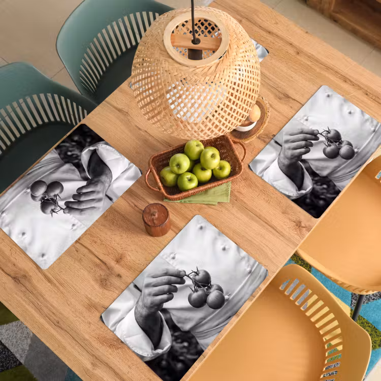 Tomaten - Chef - Zwart - Wit Placemat vinyl groot -zzsfeer5_Kitchenyeah-website