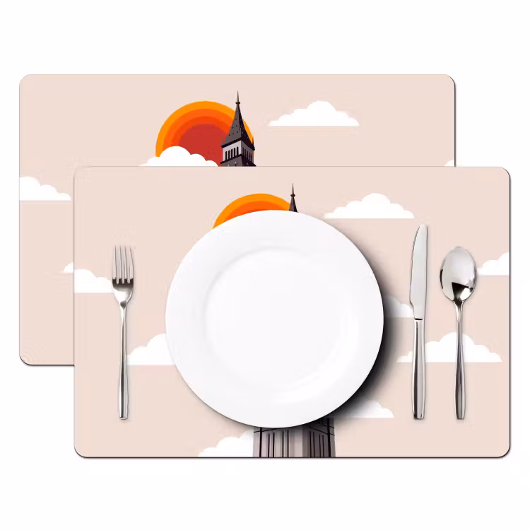 Toren - Klok - Londen - Architectuur - Retro Placemat vinyl groot -zzsfeer2_Kitchenyeah-website