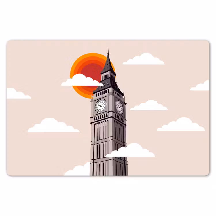 Toren - Klok - Londen - Architectuur - Retro Placemat vinyl groot -zzsfeer1_Kitchenyeah-website