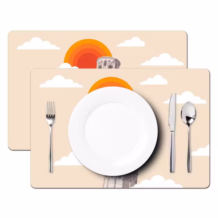Toren - Pisa - Architectuur - Minimalistisch - Beige Placemat vinyl groot -zzsfeer2_Kitchenyeah-website