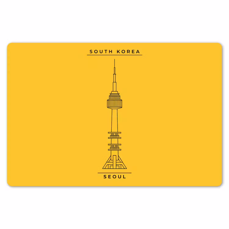 Toren - Seoul - Architectuur - Minimalistisch - Geel Placemat vinyl groot -zzsfeer1_Kitchenyeah-website