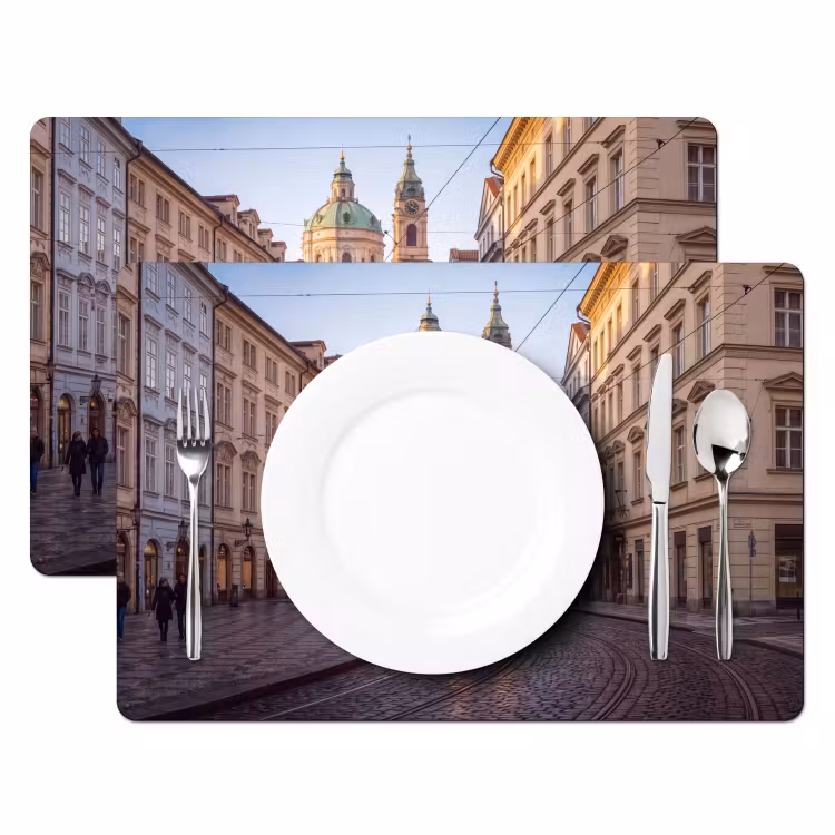 Tram - Straat - Stadsgezicht - Klassiek - Rood Placemat vinyl groot -zzsfeer2_Kitchenyeah-website