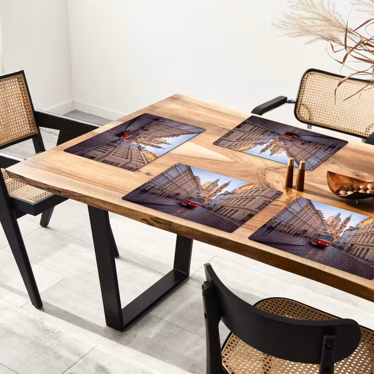 Tram - Straat - Stadsgezicht - Klassiek - Rood Placemat vinyl groot -zzsfeer4_Kitchenyeah-website