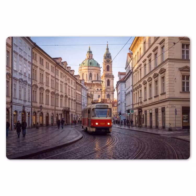 Tram - Straat - Stadsgezicht - Klassiek - Rood Placemat vinyl groot -zzsfeer1_Kitchenyeah-website