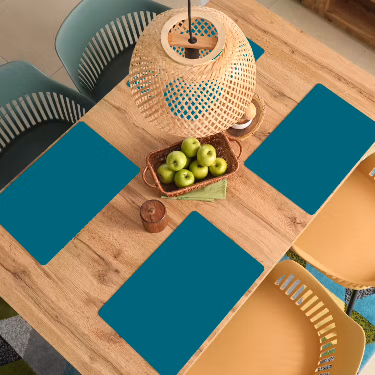 Tropical - Peacock - Blauw Placemat vinyl groot 368 -zzsfeer5_Kitchenyeah-website