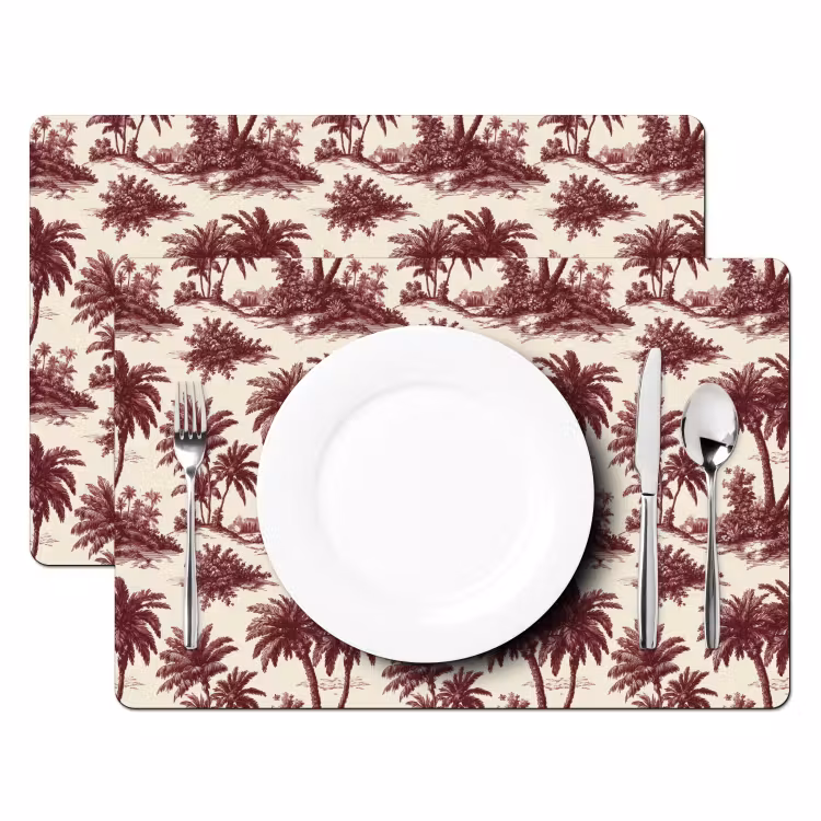 Tropisch - Geometrisch - Bordeauxrood Placemat vinyl groot 368 -zzsfeer2_Kitchenyeah-website