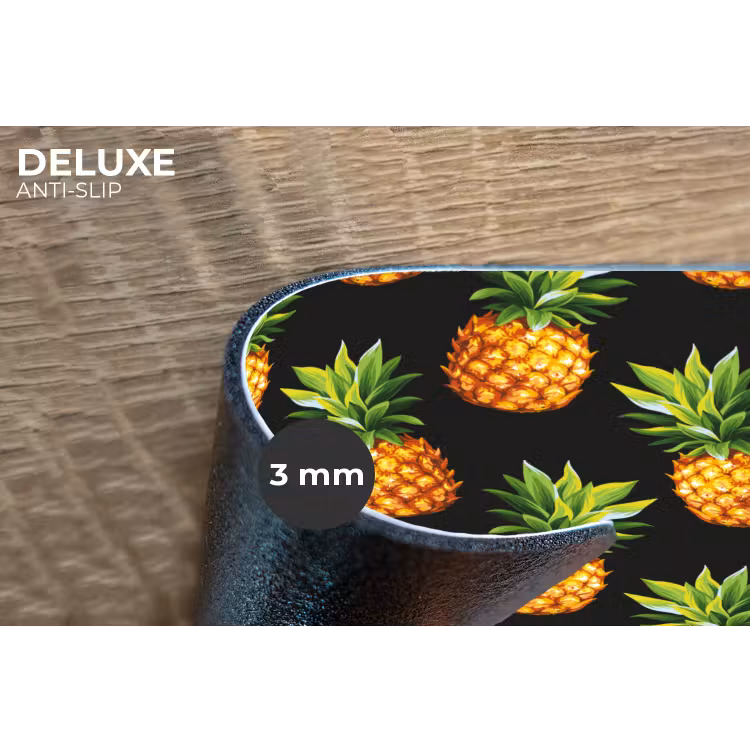 Tropische - Ananas - Zwart Placemat vinyl groot 368 -closeup
