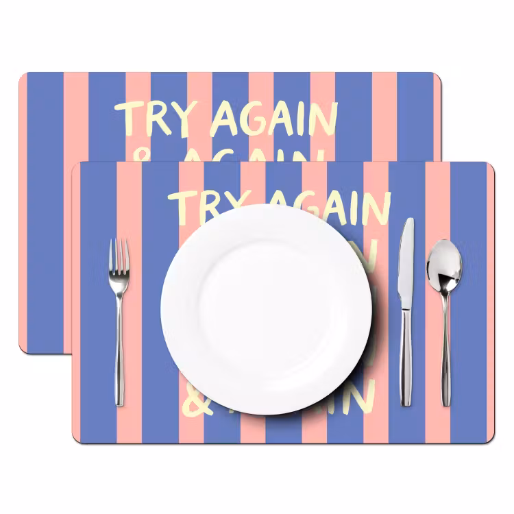 Try again - Strepen - Roze - Verticaal - Blauw Placemat vinyl groot -zzsfeer2_Kitchenyeah-website